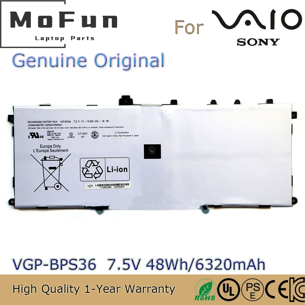 

Brand New Original VGP-BPS36 7.5V 48Wh Laptop Battery for Sony Vaio Duo 13 SVD132A14W SVD1323YCGW SVD13211C etc.