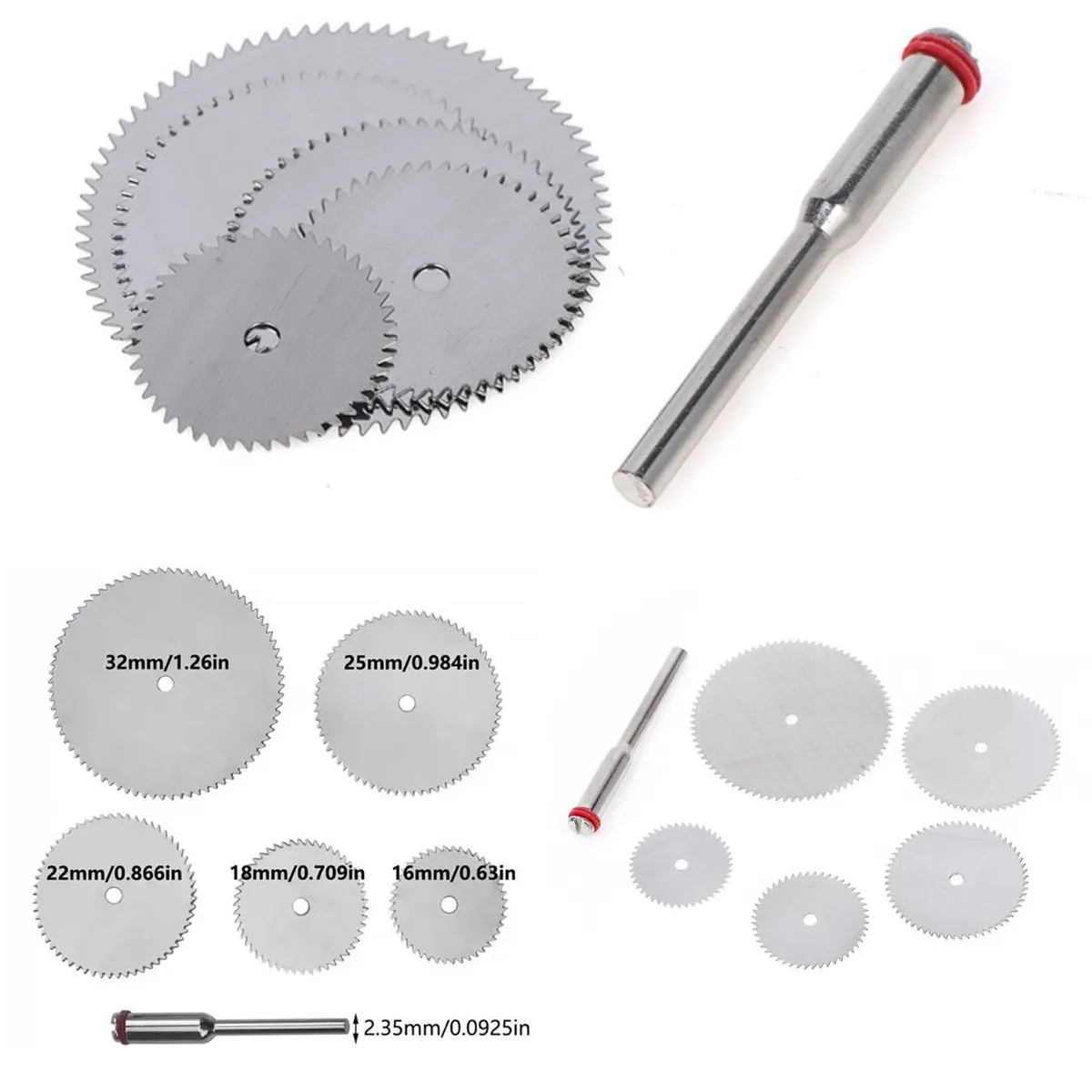 6PCS/set Stainless Steel Slice Metal Cutting Disc With 1 Mandre For Rotary Tools 16 18 22 25 32mm Cutting Disc Hand Tools DIY