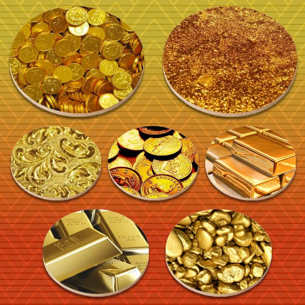 

Shine Art Gold Cash Round Wooden Coasters Suitable for Drinks Tea,Coffee for anti-slip decoration in bars and cafes