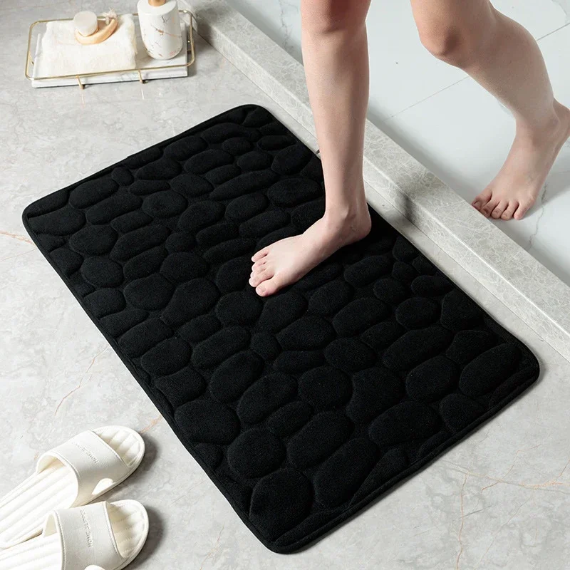 Cobblestone Embossed Bathroom Bath Mat Non-slip Carpets In Wash Basin Bathtub Side Floor Rug Shower Room Doormat Memory Foam Pad