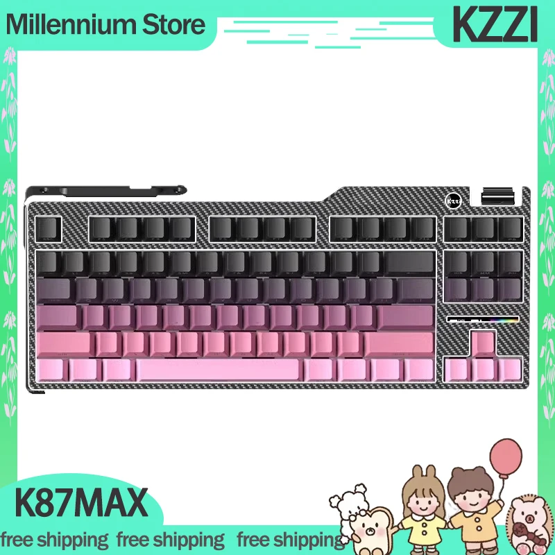 Kzzi K87max Mechanical Keyboard Rgb 3mode Gamer Keyboard 7500mah 80% Layout Hot Swap Keycaps Pbt Customise Pc Accessories Gifts