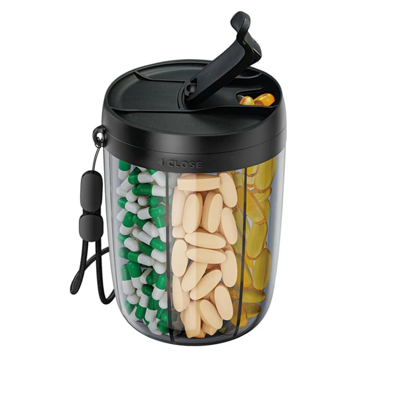 Large Capacity Portable Food Grade PP Plastic Storage Box 6 Grids Carry-On Weekly 7 Days Medicine Storage Box for Travel