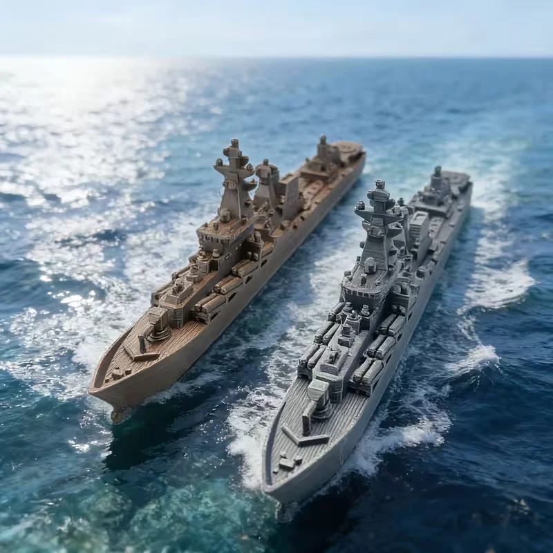 1/2 Pcs Pure Gray Moscow Cruiser, Office Desktop Military Collection Statue, Perfect for Gifting & Scenery Making