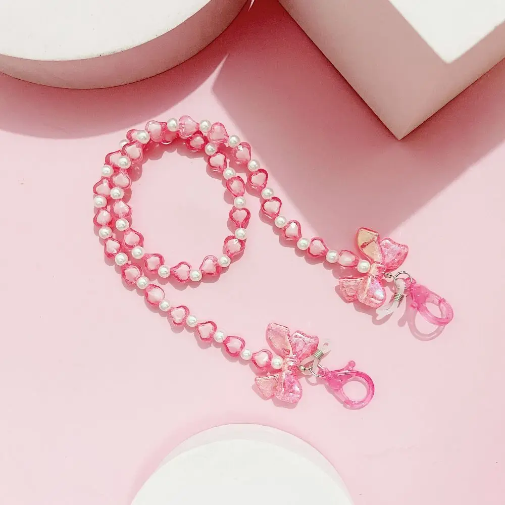 New Fashion Love Pearl Glasses Chain Anti-lost Acrylic Mask Chain Rainbow Color Women Jewelry Headphone Chain