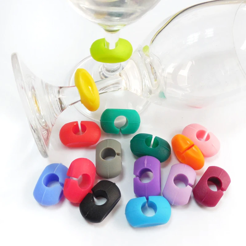 12Pcs Creative Silicone Wine Cup Glass Colorful Markers Party Goblet Wine Drinking Cup Marking Cup Differentiation Label