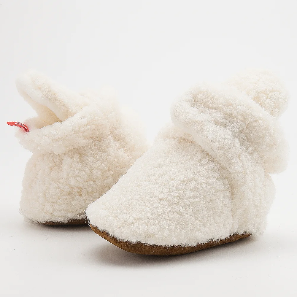 Meckior Baby Socks Winter Baby Boy Girl Booties Fluff Soft Toddler Shoes First Walkers Anti-slip Warm Newborn Infant Shoes