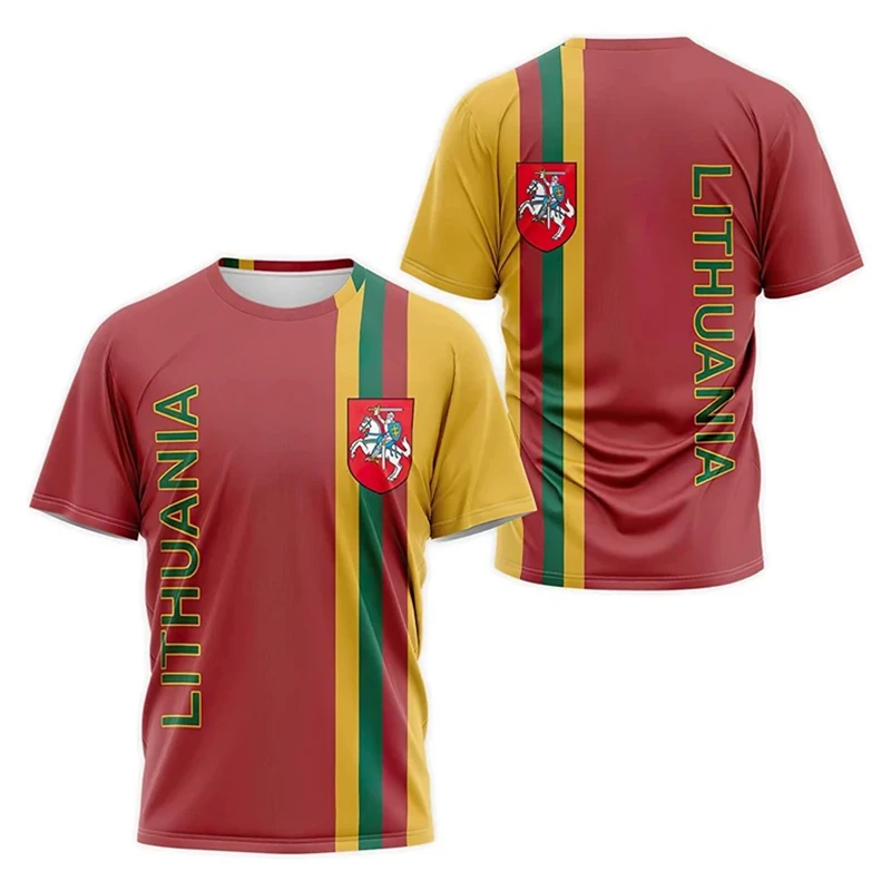 

Футболка мужская с принтом флага Литвы, дышащий спортивный топ с коротким рукавом, Повседневная Уличная одежда, большие размеры