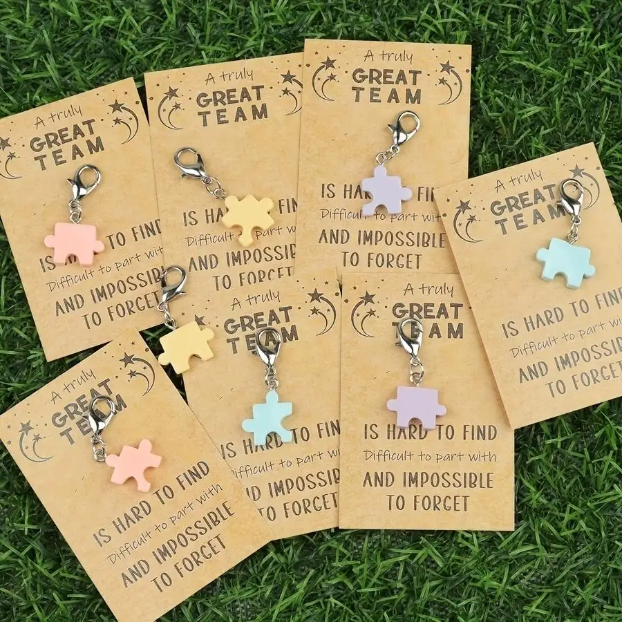 1/5/10/20/50/100pcs Puzzle Keychain Set | Multi Color Design for Backpack Car Key Decoration, Simple Style Keyring for Family Fr