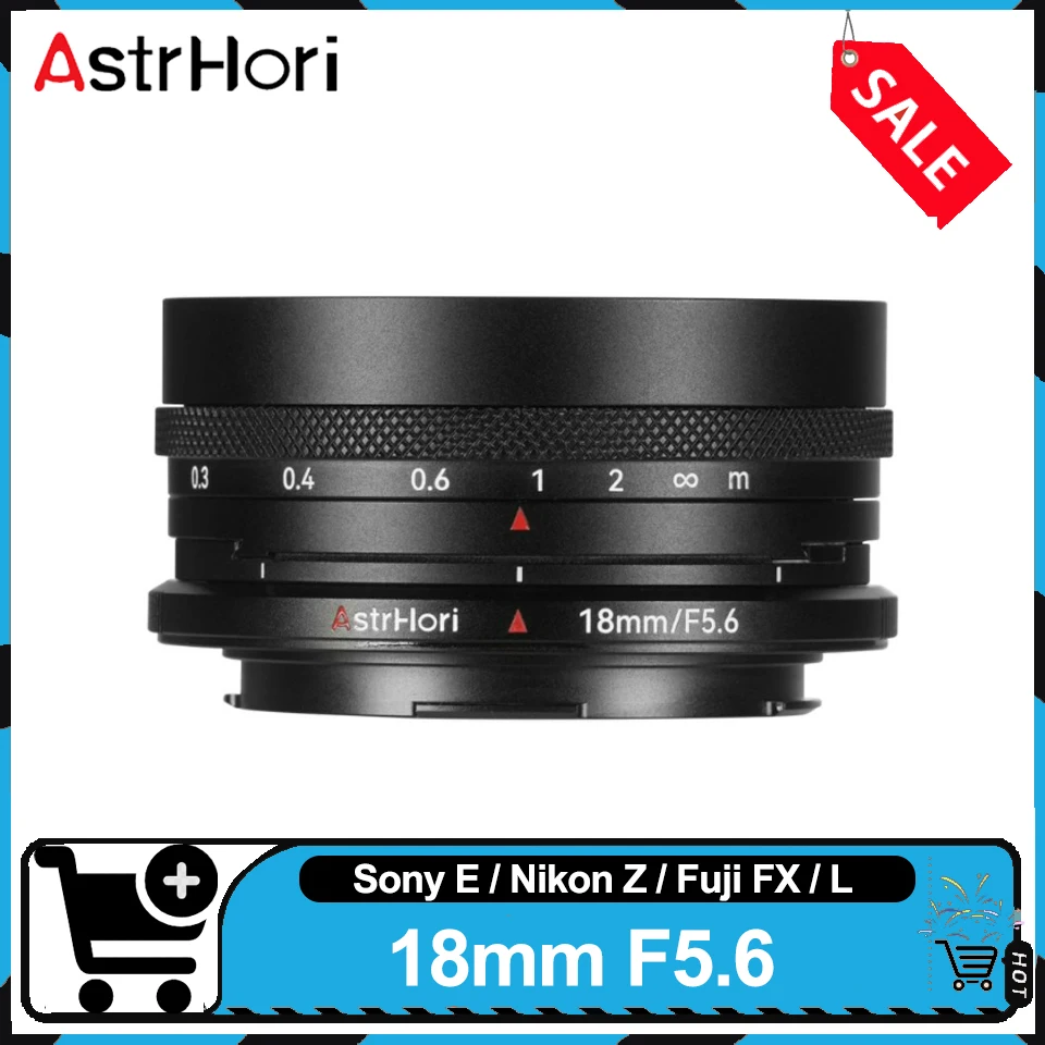 AstrHori 18mm F5.6 APS-C Tilt Lens Wide Angle Manual Focus Pancake Lens compatible with Sony E Fuji FX Nikon Z Leica L