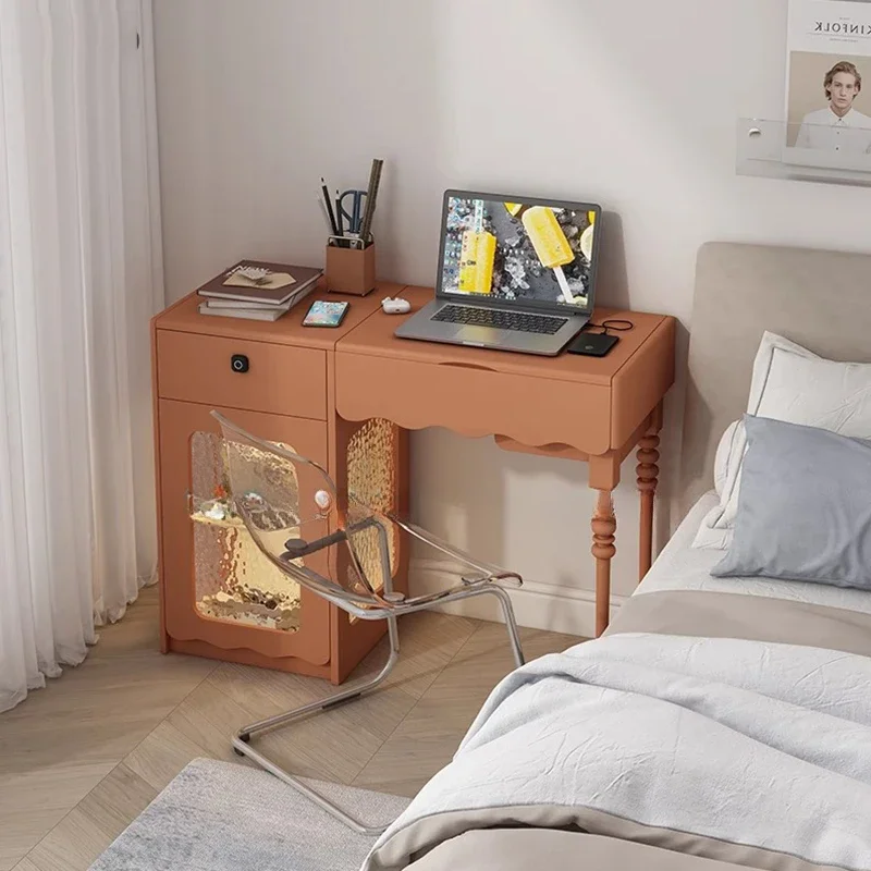 A Simple Girls Glass Vanity Tables Mirror Led Flip Pink Light Bedroom Dressers Makeup Drawers Small