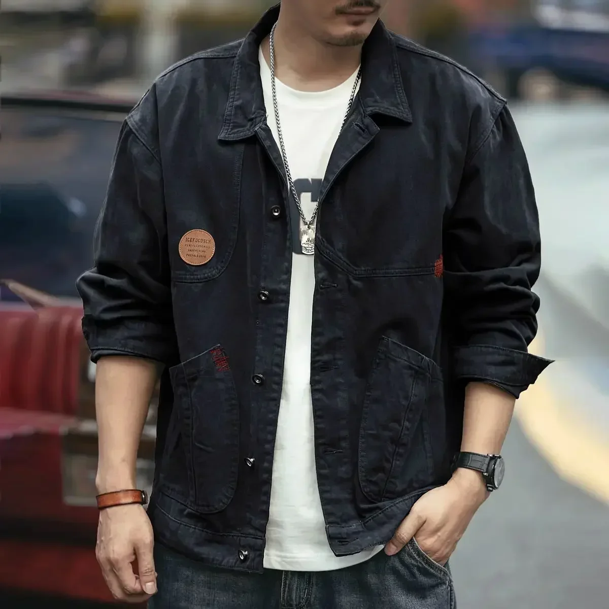Loose Male Jean Coats Cargo Men's Denim Jacket Button Fast Delvery Clothing In Lowest Price Casual Worn Korea Cheap Stylish New
