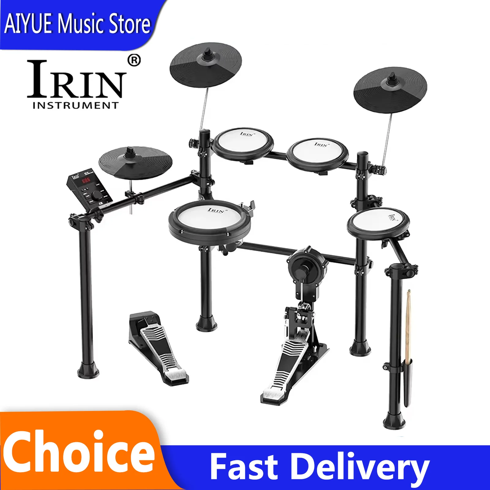 

IRIN Electric Drums ND-16 Set Convenient 5-drum 3-cymbal Electronic Drum Kits 300 Tones Support USB MIDI BT With Headphone Drum