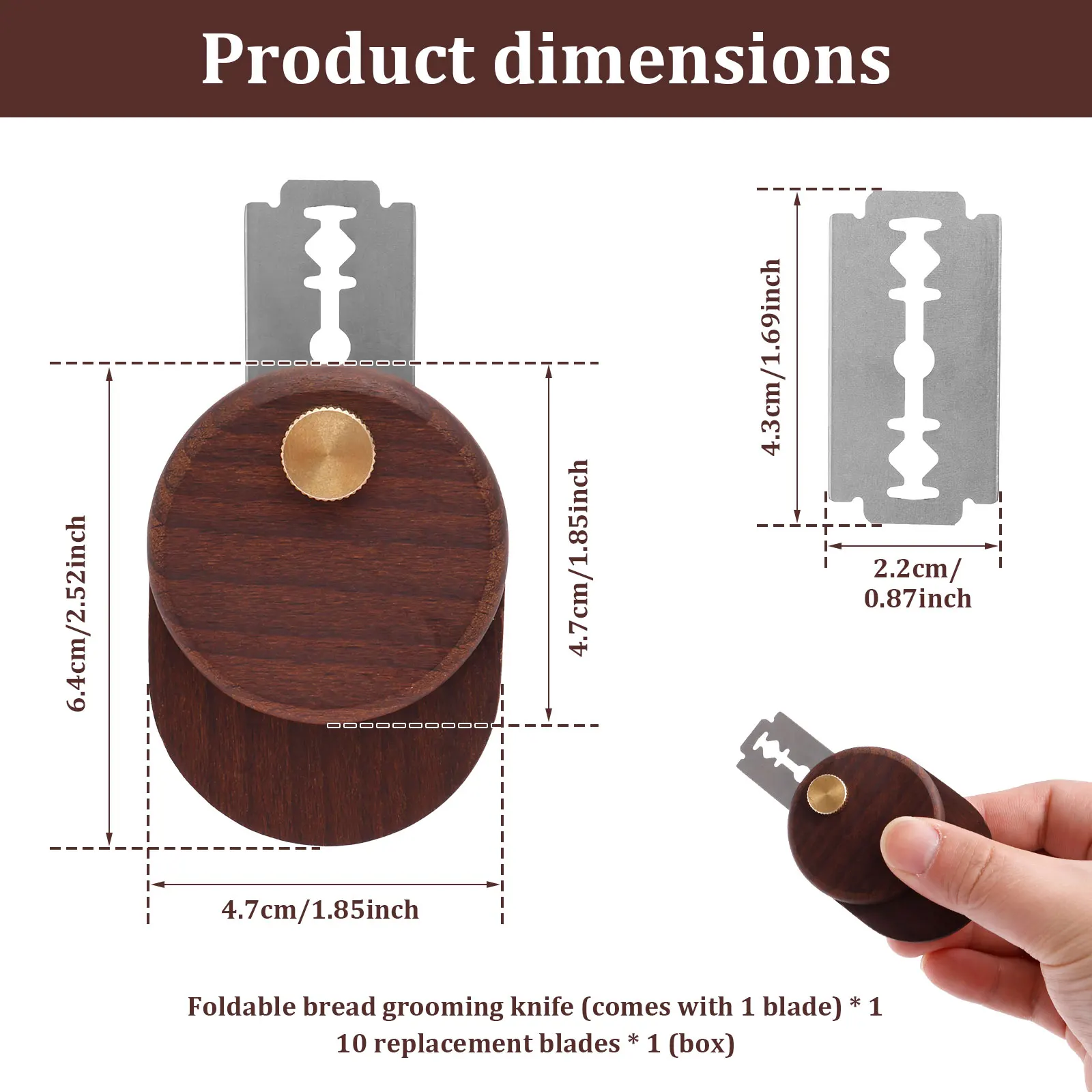 1 Set Bread Lame Dough Scoring Tools Foldable Dough Scoring Knife Wooden Scraper Bread Knife with Blades for Baking Accessories