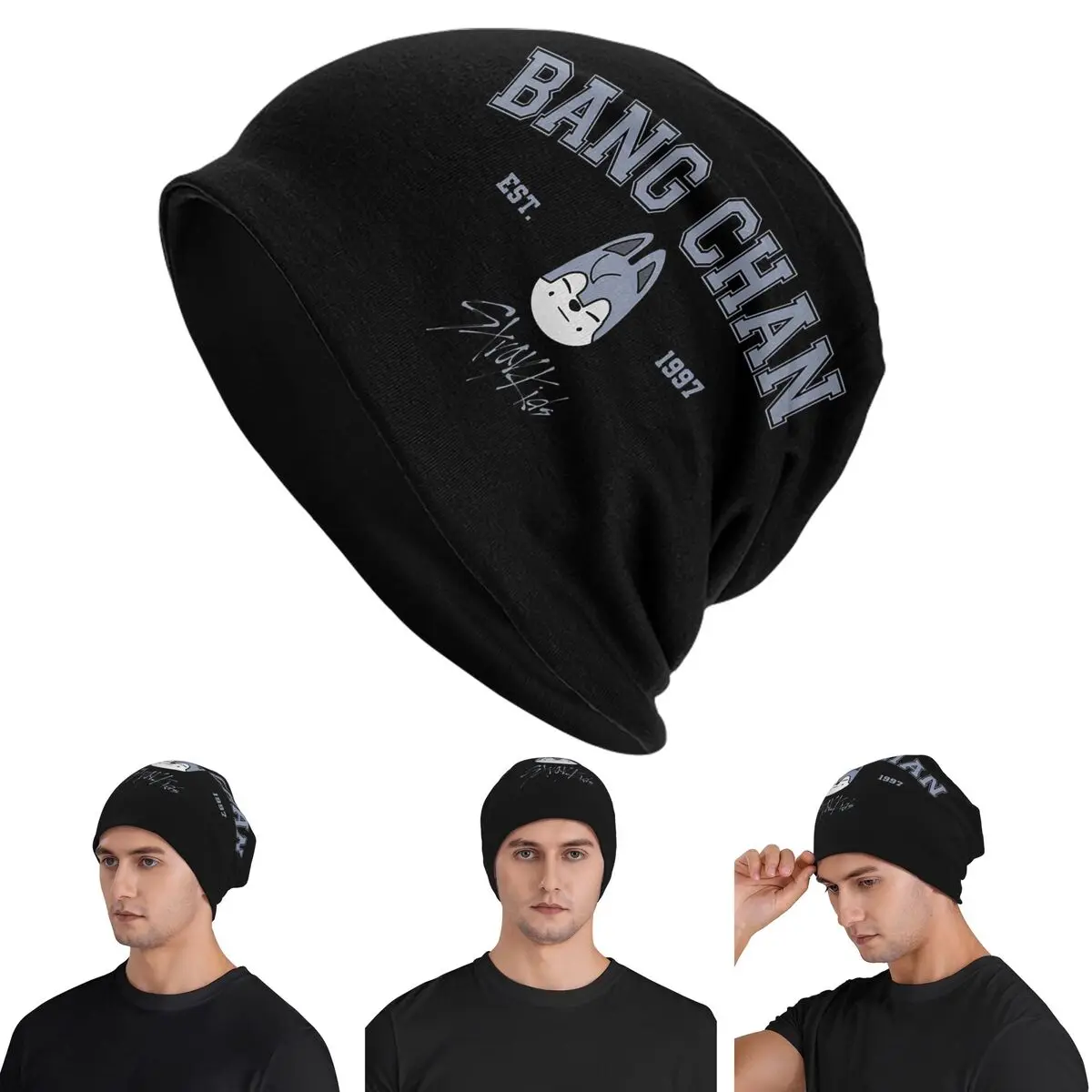 

Bang Chan Skullies Beanies Hats Warm Autumn Winter Outdoor Cap Knitted Bonnet Caps for Men Women Adult