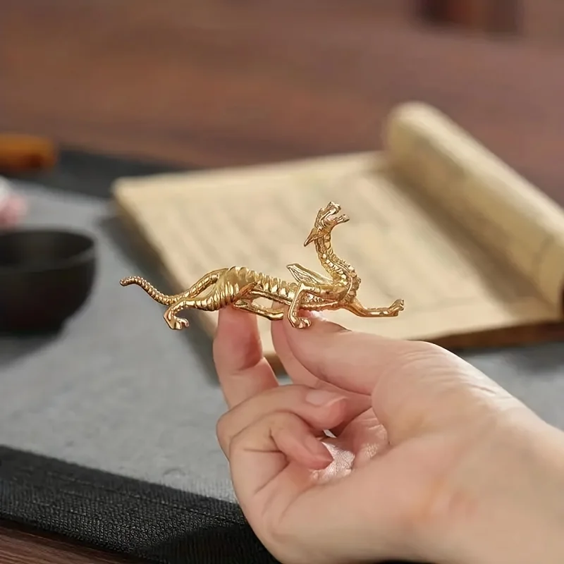 1Pc Metal Gold Dragon Incense Stick Burner Dragon Incense Holder Mini Sandalwood Censer Home Office Decor (Without Incense)