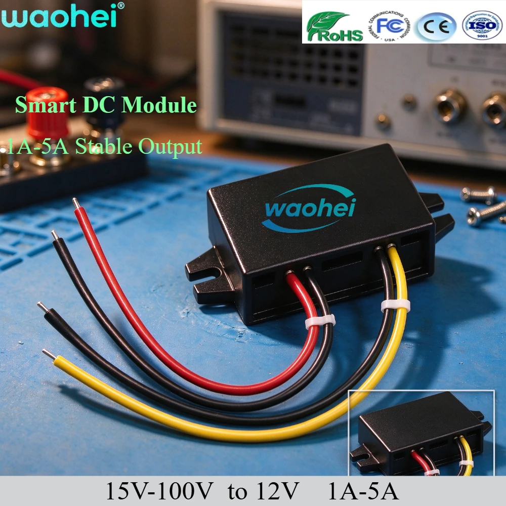 Step Down 15V-100V 24V 36V 48V 60V 72V To 12V 1A-5A Buck 12V Voltage Regulator DC Converter Reducer for Golf Cart Car Device CE