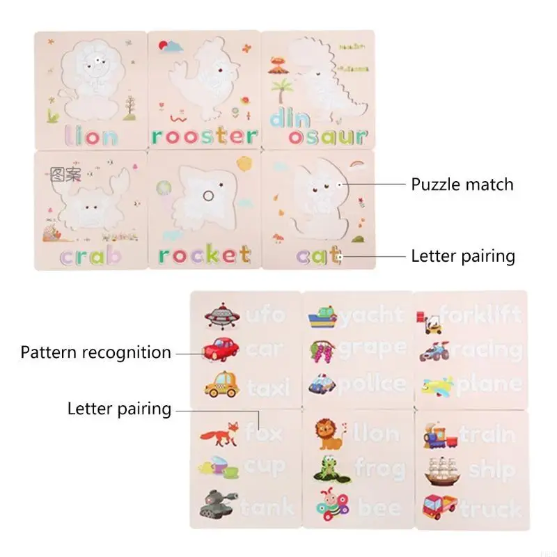 F62D Spell Word Game Wooden Early Learning Letter Puzzle 26 Lowercase Letters Recognition Kids
