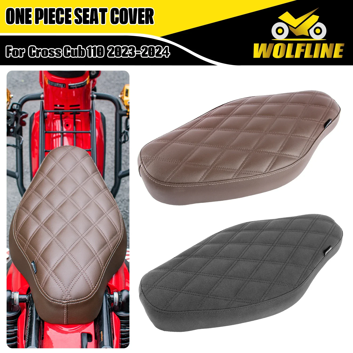 

WOLFLINE Driver Passenger Seat Pad 2-Up Saddle Cushion for Honda Cross Cub 110 CC110 2023-2024