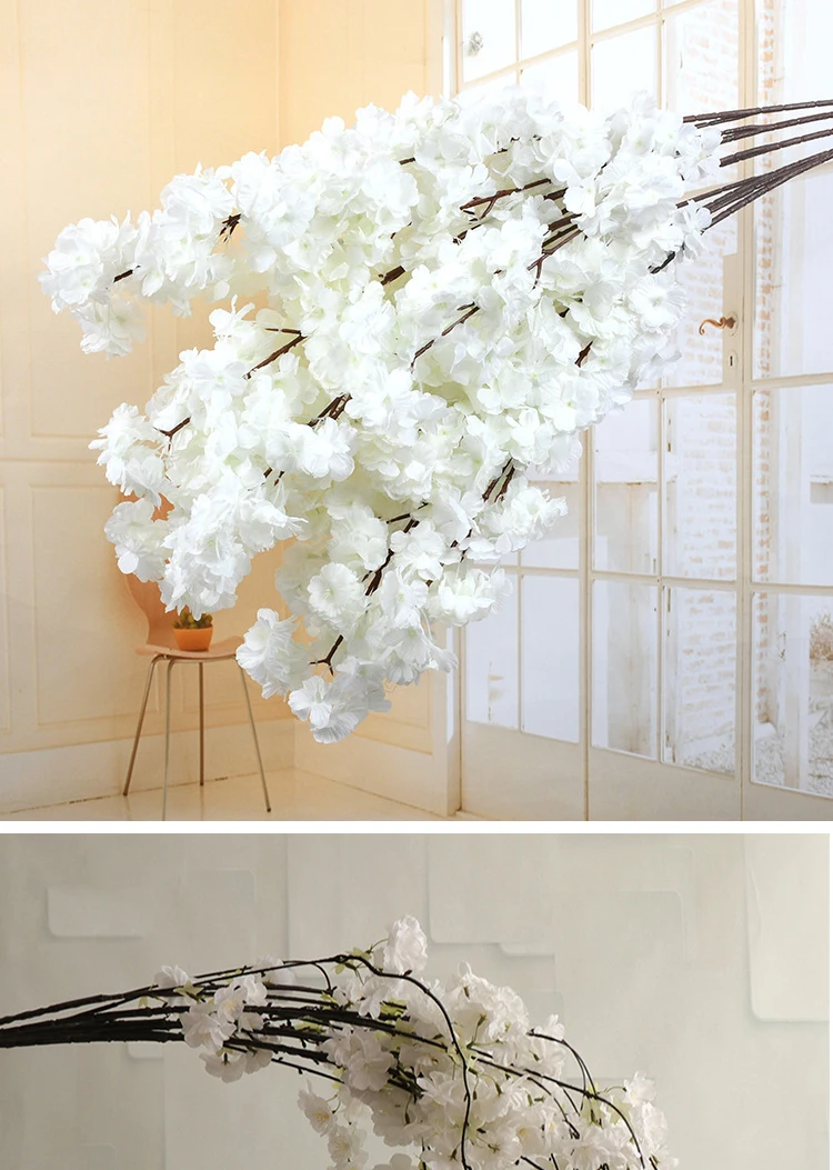 Künstlicher Kirschblütenbaum Rosa Weiß Seidenblume Zweig für Hochzeit Bogen Bonsai DIY Zuhause Party Dekoration – Detail 16