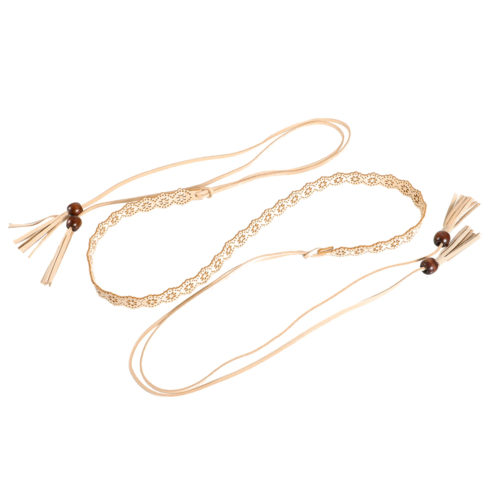 

Stylish Thin For Women Tassel Design Waistband Microfiber Long Skirt Casual Girls Dress Lady Decorative Girdle Fine Waistbelt