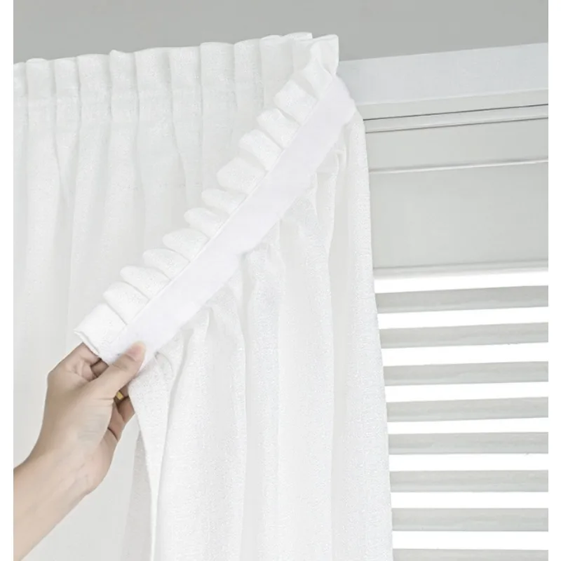 New Simple Paste White Hemp Gauze Curtain Velcro-free Punch-free Curtains Living Room Bedroom Blackout Curtains