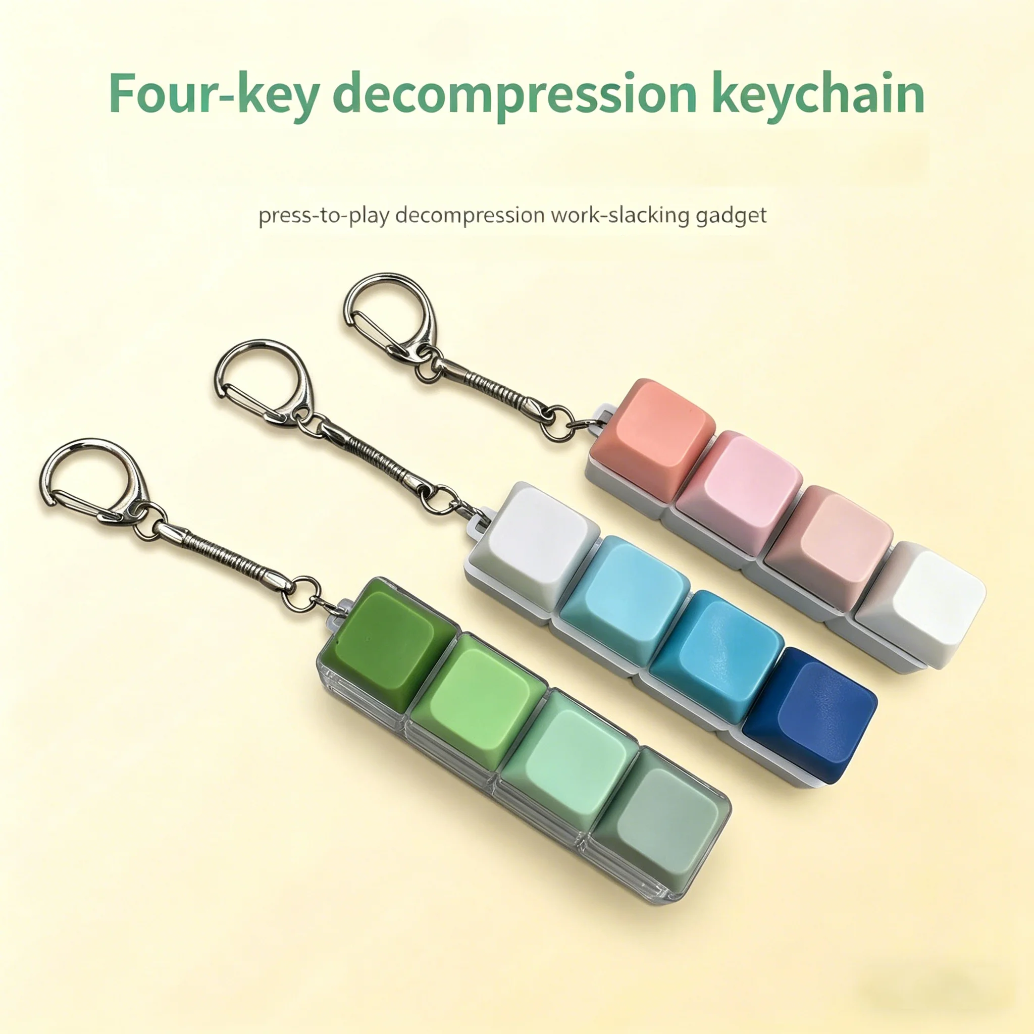Juguete de descompresión con 4 teclas de teclado para adultos, juguetes antiestrés para niños y niñas, juegos de teclado para dedos, llavero ﻿ Regalo ﻿