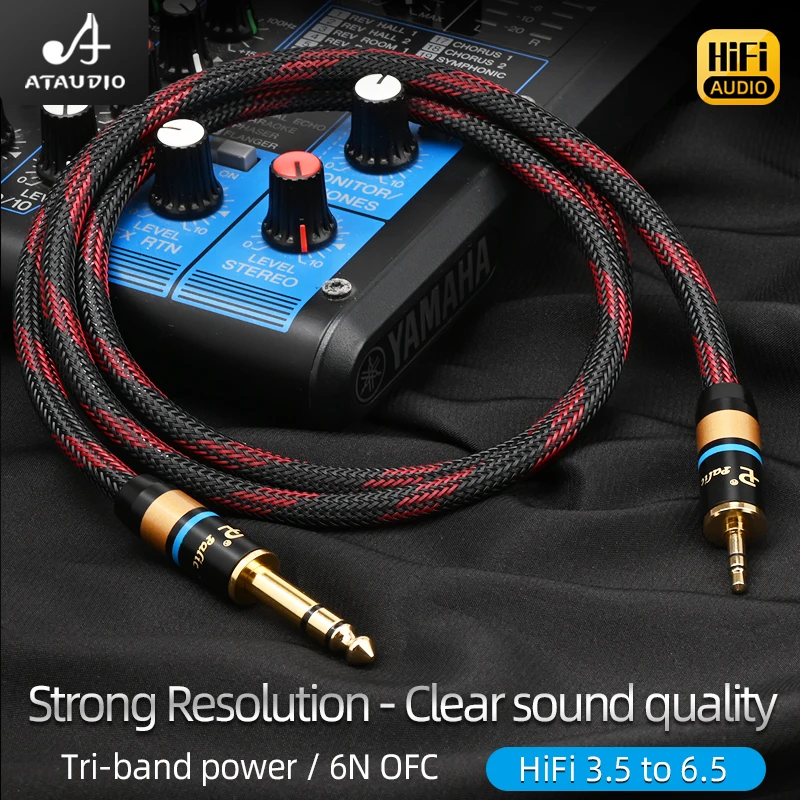 Hi-end HiFi 3.5mm to 6.5mm Aux Cable for Electronic Instruments 6N OFC Nylon Net Stereo 3.5 Jack Audio Guitar 6.5 TRS Jack Cable