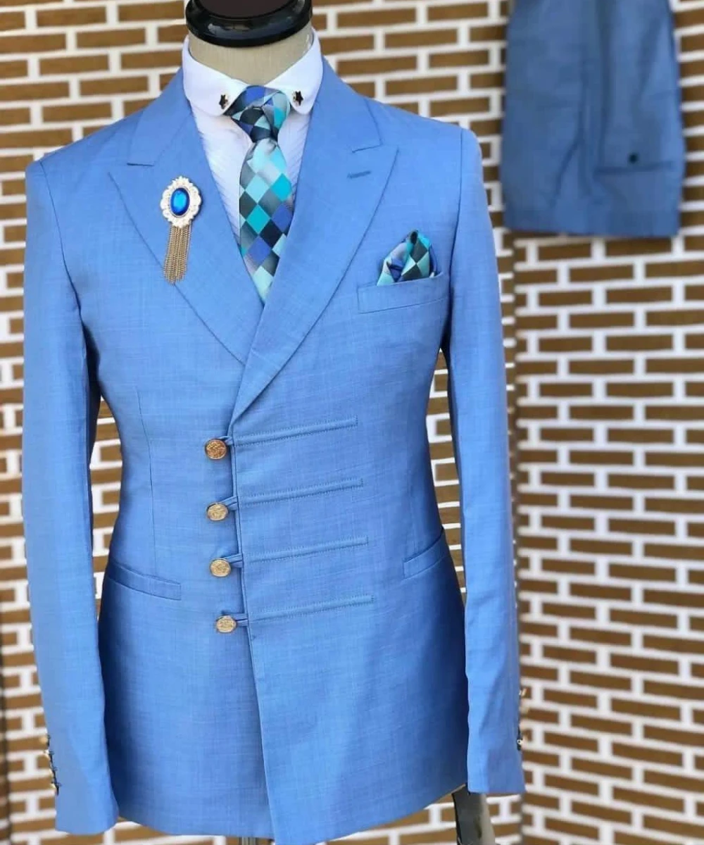 

Men's Suits with Buttons Peaked Lapel Formal Wedding Tuxedo Slim Fit 2 Pieces Jacket Pants Premium Wedding Suit For Men