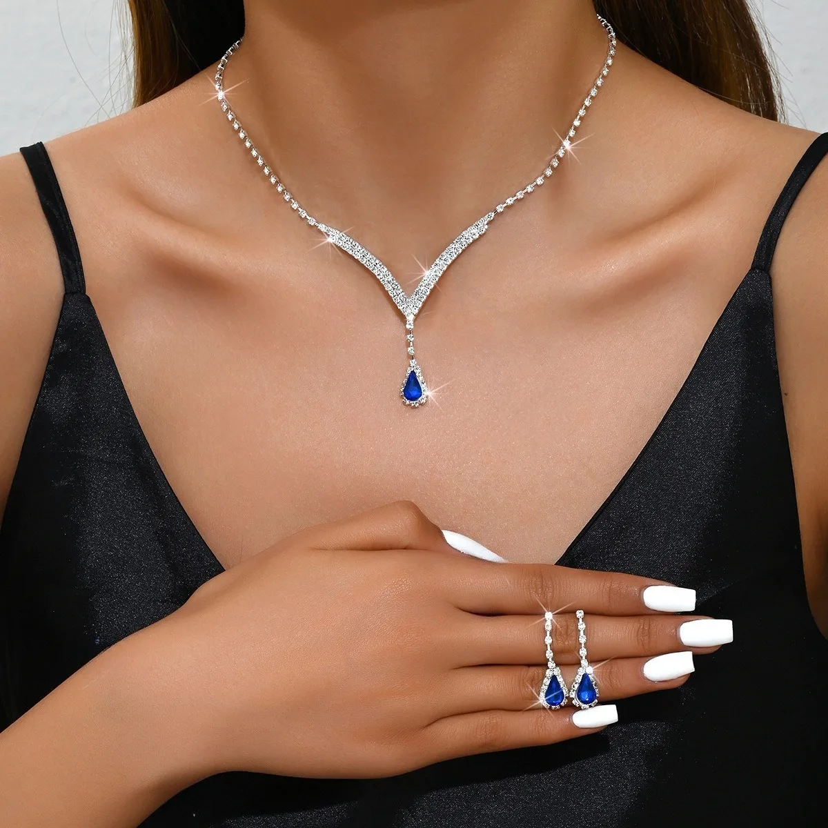 3 stks luxe zirkoon oorbellen ketting set voor vrouwen roestvrij staal hypoallergeen bruiloft banket sprankelende sieraden sets cadeau