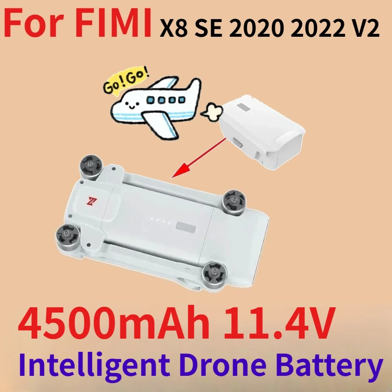4500mAh 11.4V Intelligent Drone Battery with BMS Tech for FIMI X8 SE 2020 2022 V2 Instant Protection Fast Charging DC02A5