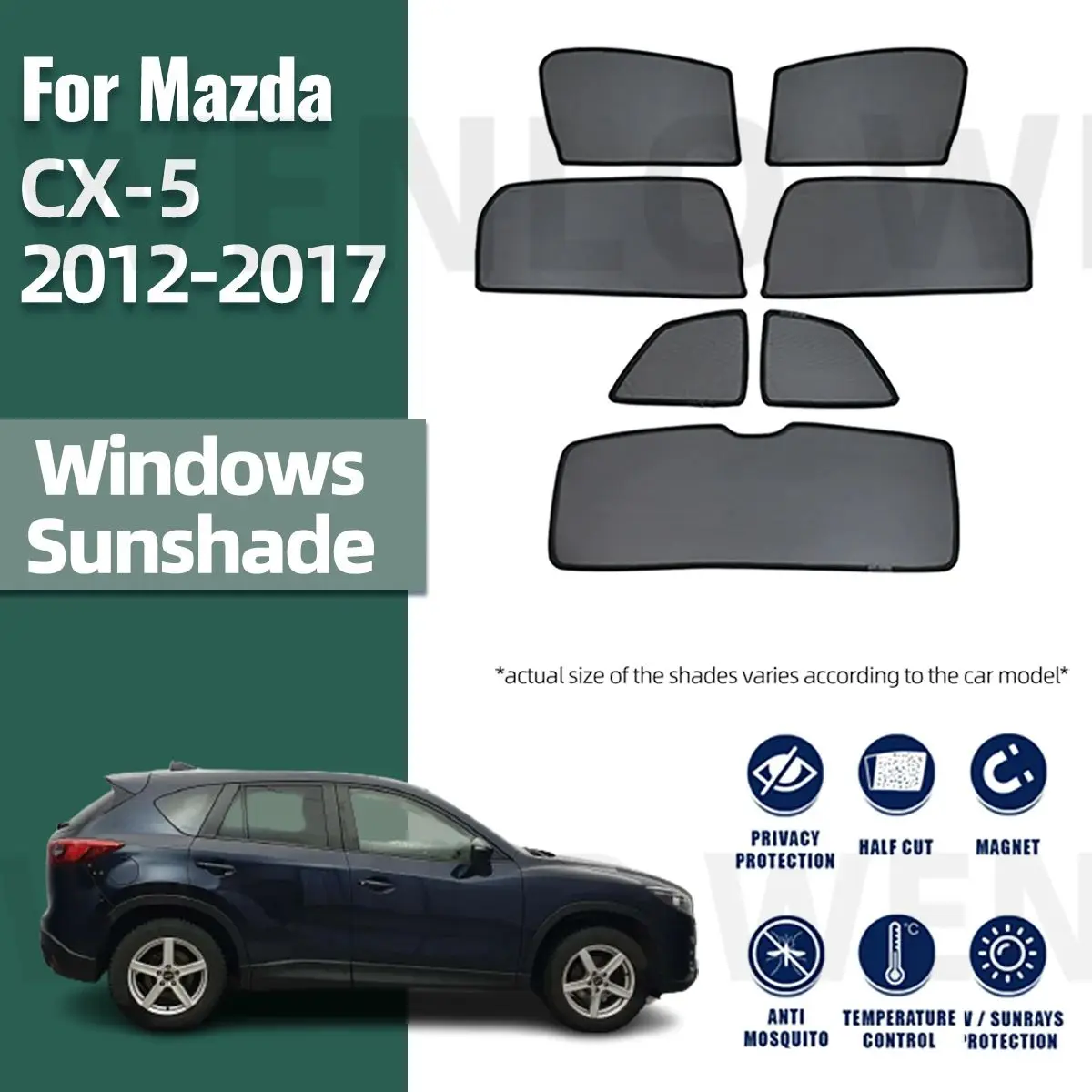 For Mazda CX-5 CX5 2012-2017 Front Windshield Frame Curtain Magnetic Car Sunshade Shield Rear Side Window Sun Shade Visor