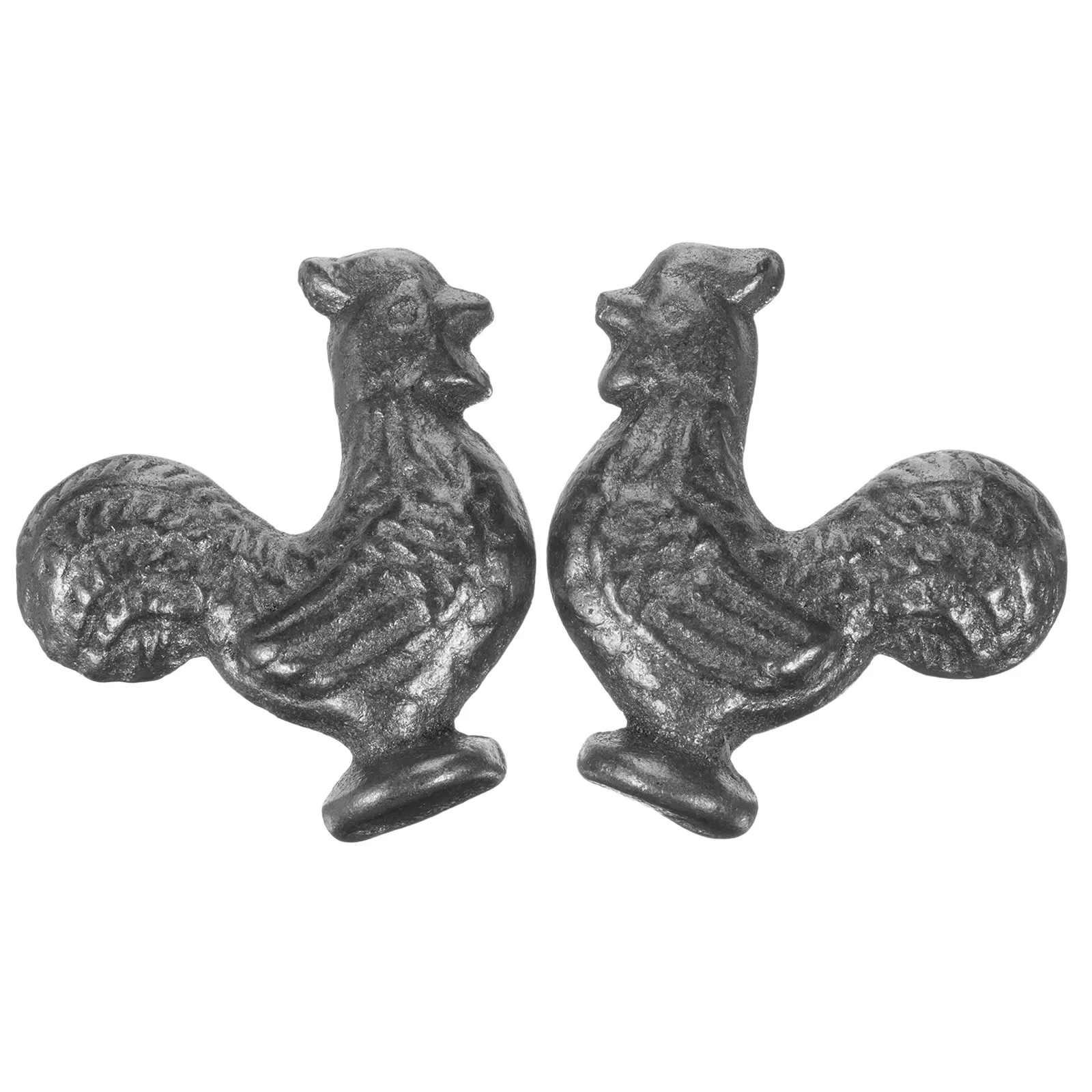 2Pcs Black Cast Iron Rooster Cooking Tool Natural Iron Supplement Anemia Prevention Reusable Kitchen Cooking