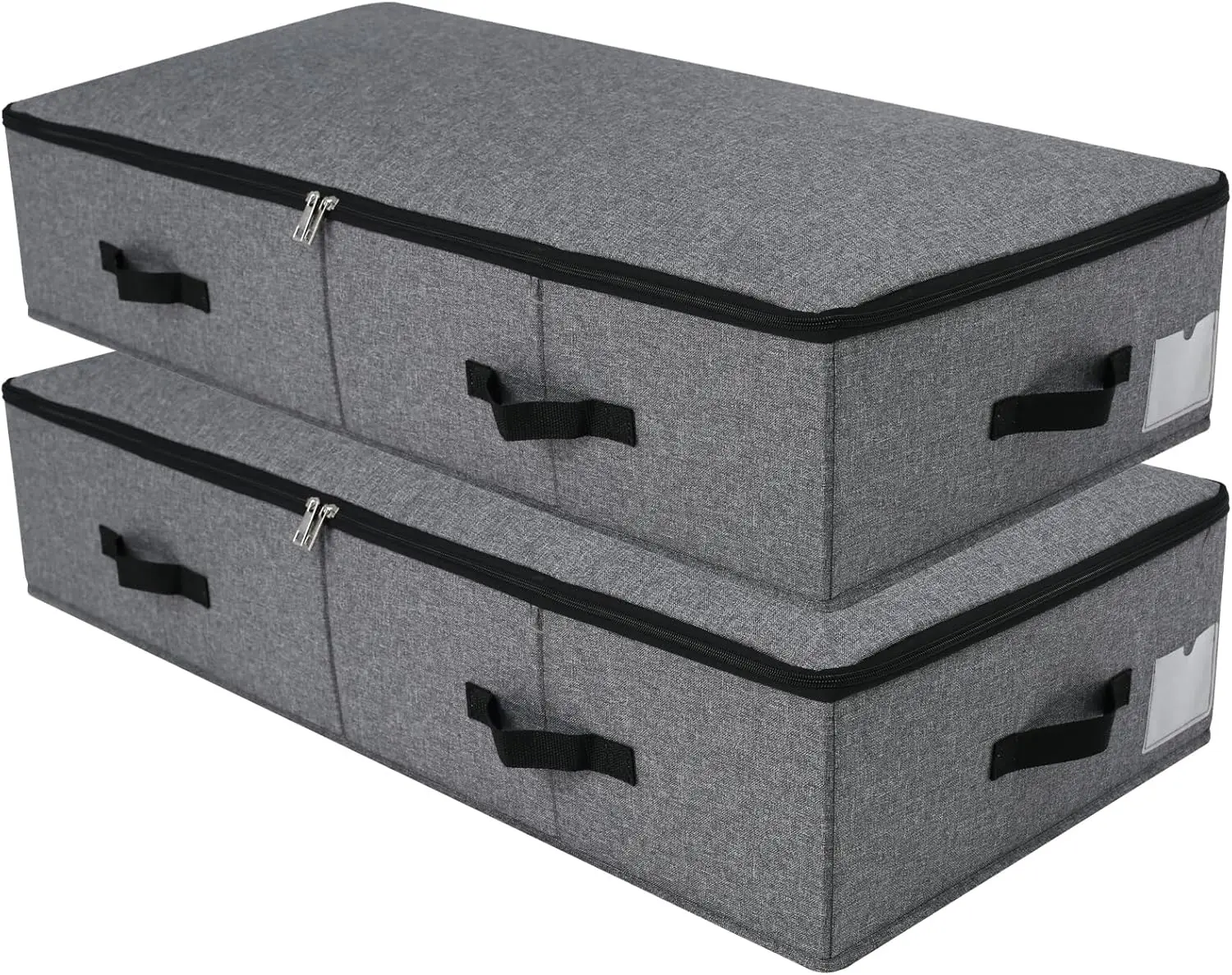 

Foldable Storage Bins with Plastic Support Liner for Blankets, Towels, and Clothes - 2PCS Set in Black Grey