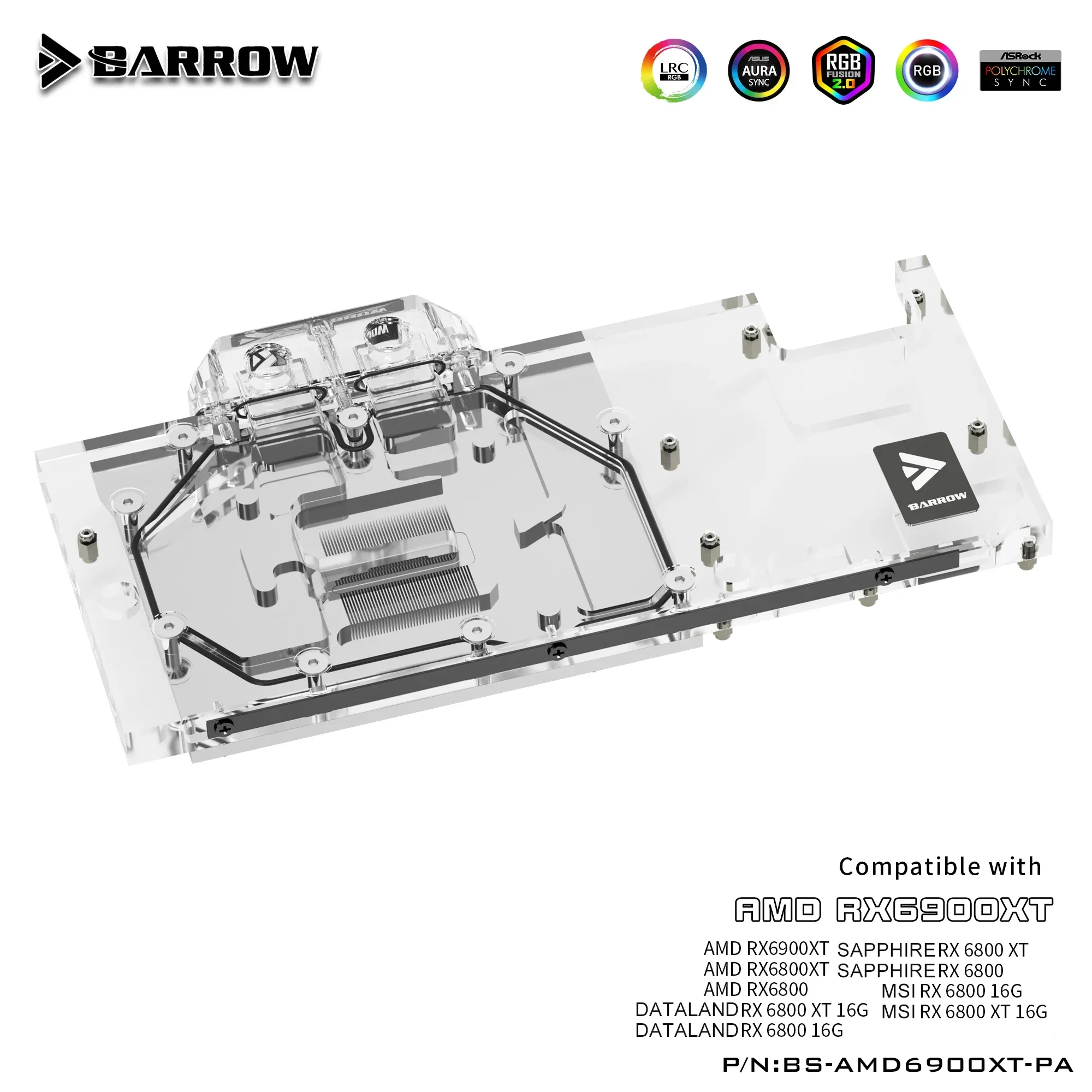 BARROW 6900 GPU Water Cooling Block,Full coverage For AMD Founder Edition MSI Sapphire RX 6900 6800 XT,BS-AMD6900XT-PA