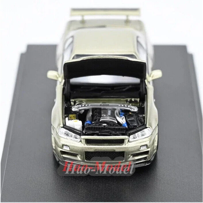 MotorHelix MH 1/64 لنيسان GTR R34 Z لحن سبيكة دييكاست نموذج سيارة محاكاة لعب الأولاد هدايا عيد ميلاد هواية عرض الحلي