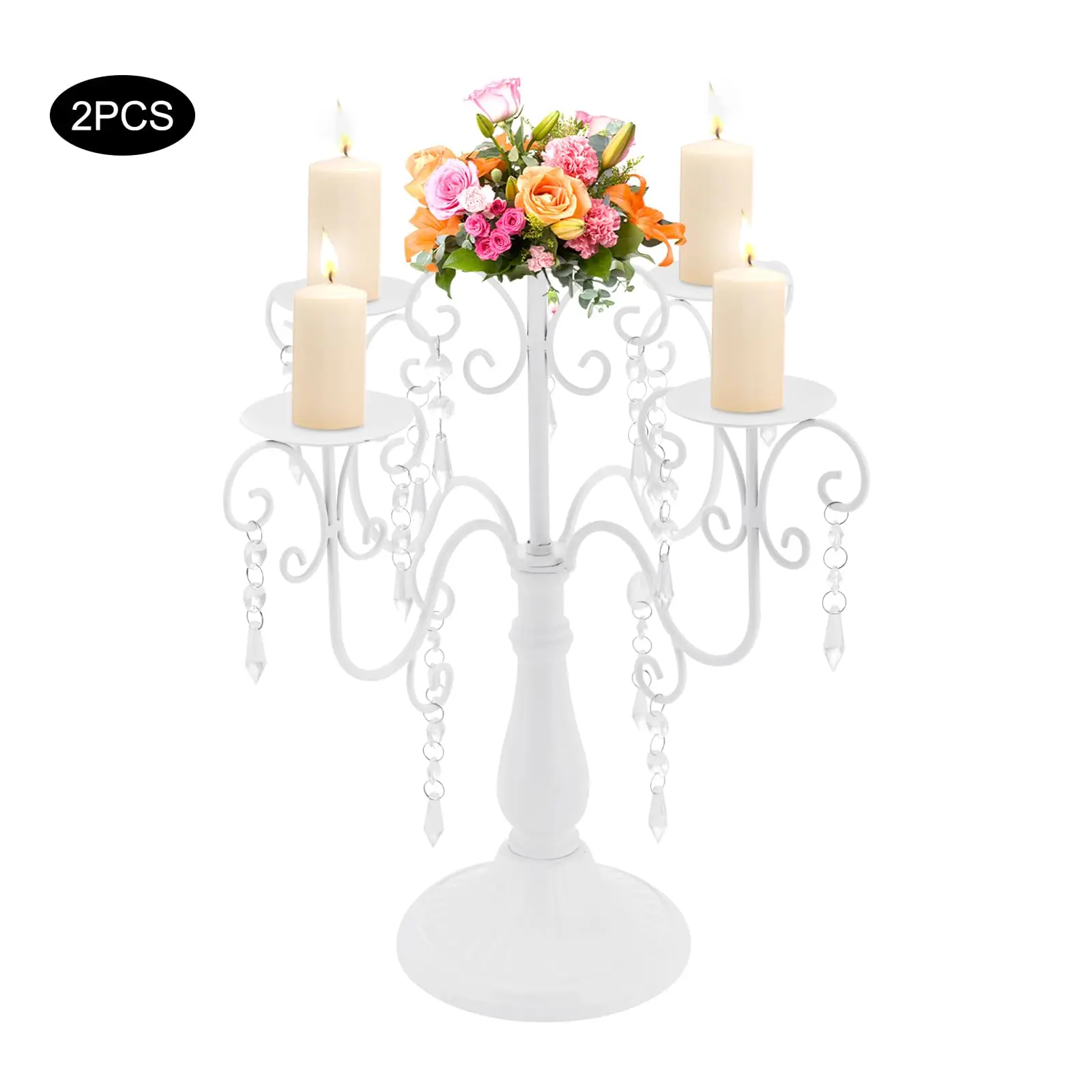 2  yra Jl Белый/Золотой Канделябр Подсвечник с 5 рычагами 15,35 дюймов Рождественская свеча Канделябр Центральная часть Декоративные подсвечники для W