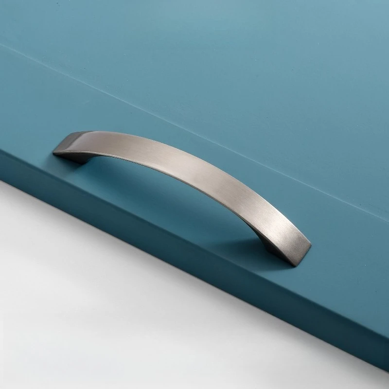 Modern European Semi‑Arc Brushed Silver Aluminum Alloy Cabinet Pull Handle for Drawer Wardrobe Furniture Hardware