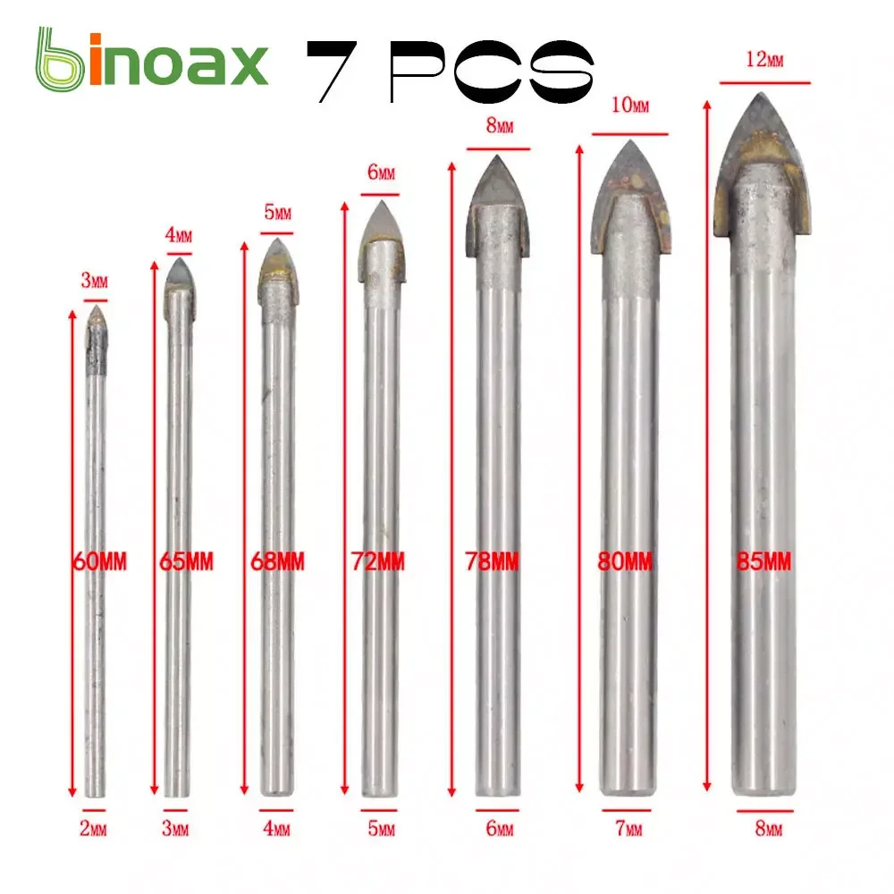 

Binoax Glass Drill Bits Set for Marble Porcelain Spear Head Ceramic Tile Spade Drill Bit 3/4/5/6/8/10/12mm