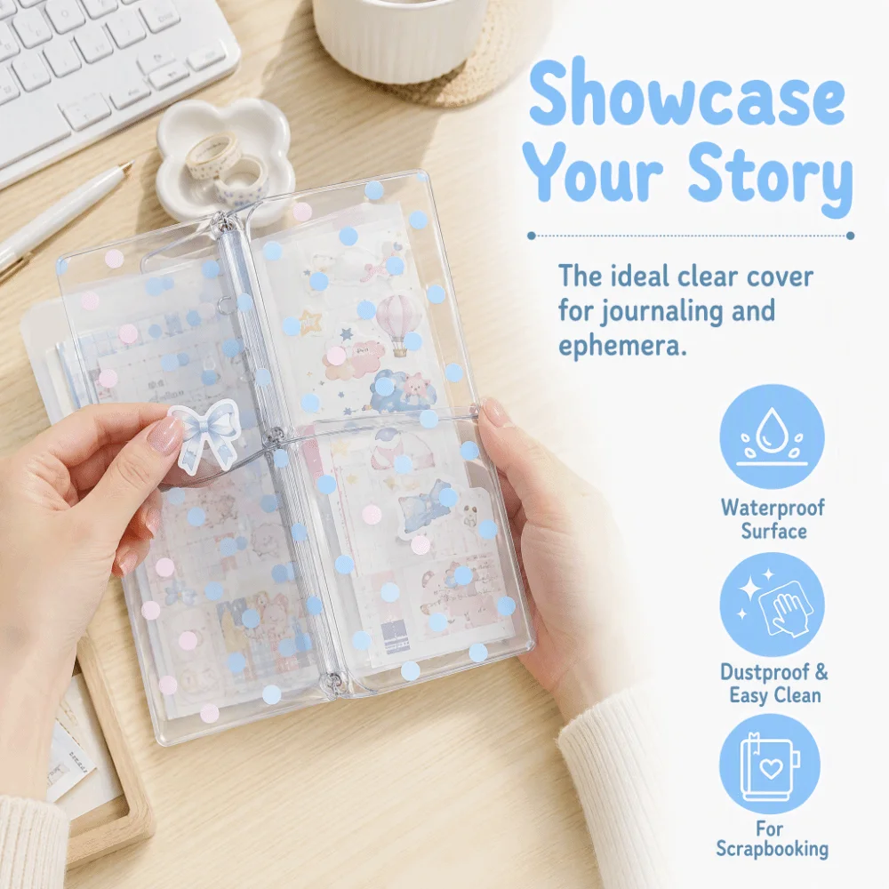 Durable PVC TN Notebook Cover Transparent with Elastic Band Transparent PVC Binder Traveler Notebook Cover Traveler