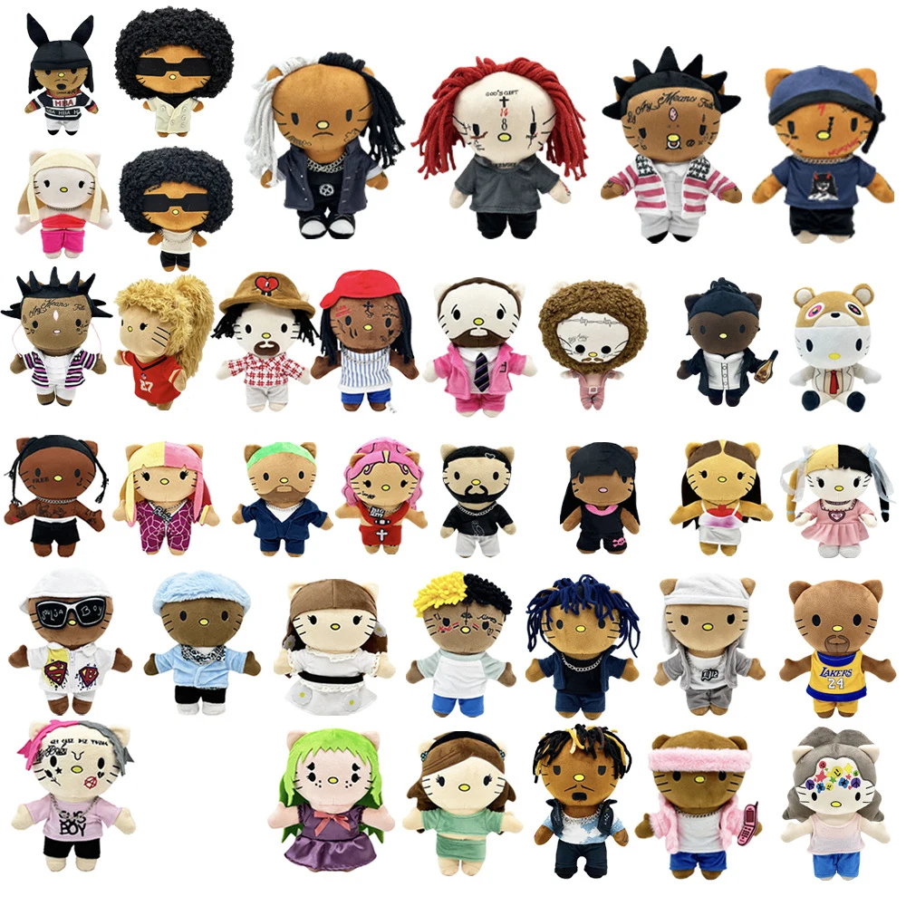 Hello Kitty as Juice WRLD Xxxtentacion Playboi Carti Plush Doll Plushies Stuffed Toys Cute Dolls Kids Boys Girls Birthday Gifts