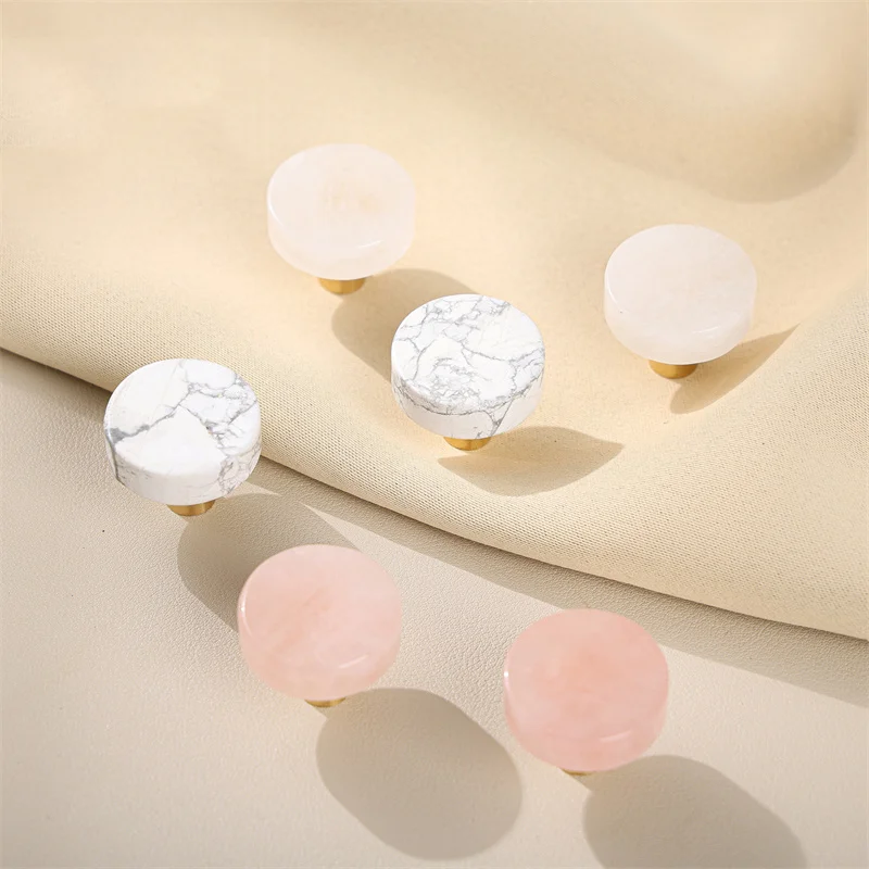 Natural Ore Crystal Furniture Handle Drawer Knob Round Brass Handles For Cabinet Door Kitchen Wardrobe Cupboard Pulls Diy