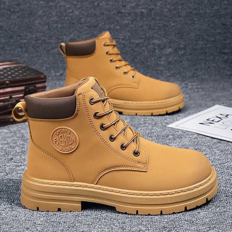

Men's Motorcycle Boots High Top Workwear Boots Thick Bottom Anti-slip Wear-resistant Retro Style Spring Autumn
