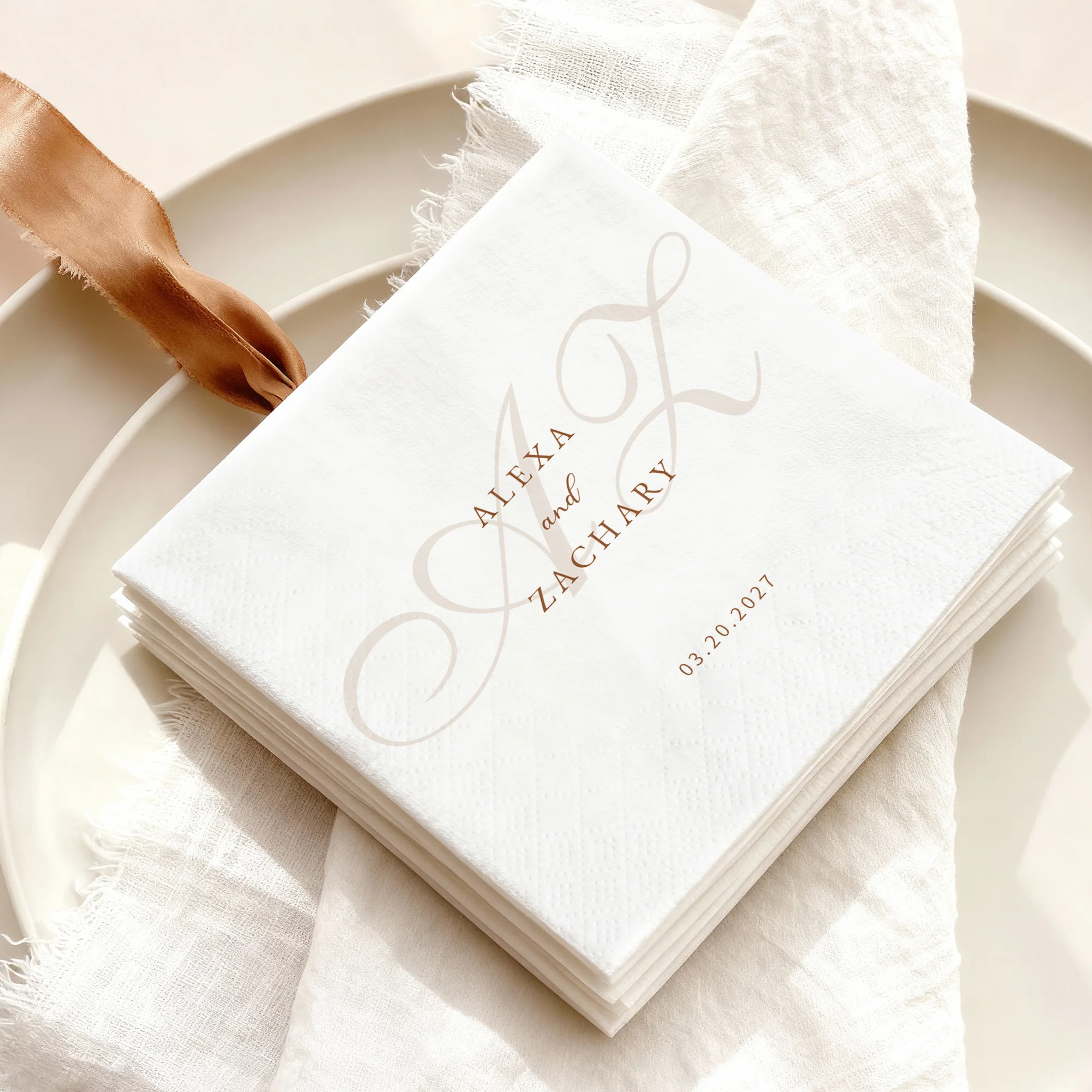 Personalized Paper Napkins for Wedding Custom Cocktail Napkins of Text Elegent Disposable Napkins,for Baby Shower Hen Party