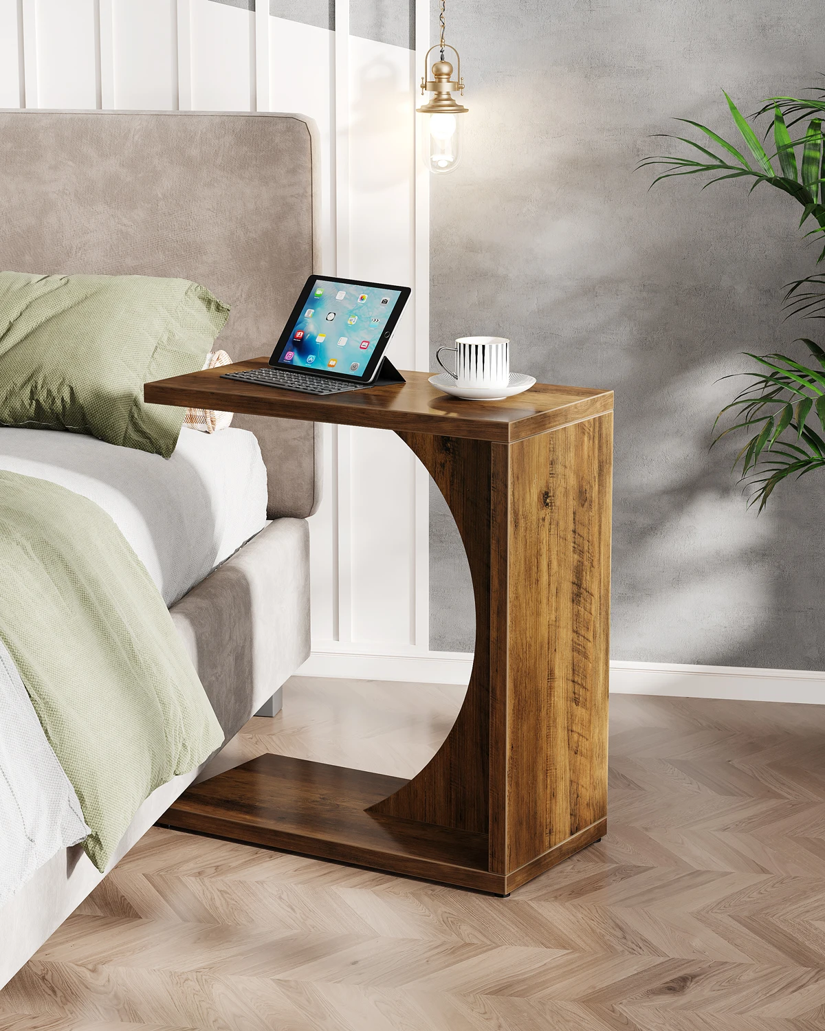 طاولة نهاية على شكل حرف C من Tribesigns، طاولة C للأريكة، صينية صغيرة فوق الأريكة، طاولة جانبية لغرفة المعيشة وغرفة النوم #5