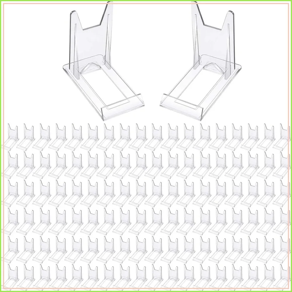 Adjustable Acrylic Plate Stands for Display - Clear Mini Easels for Pictures, Home Office, Party Decoration (10 Pcs)