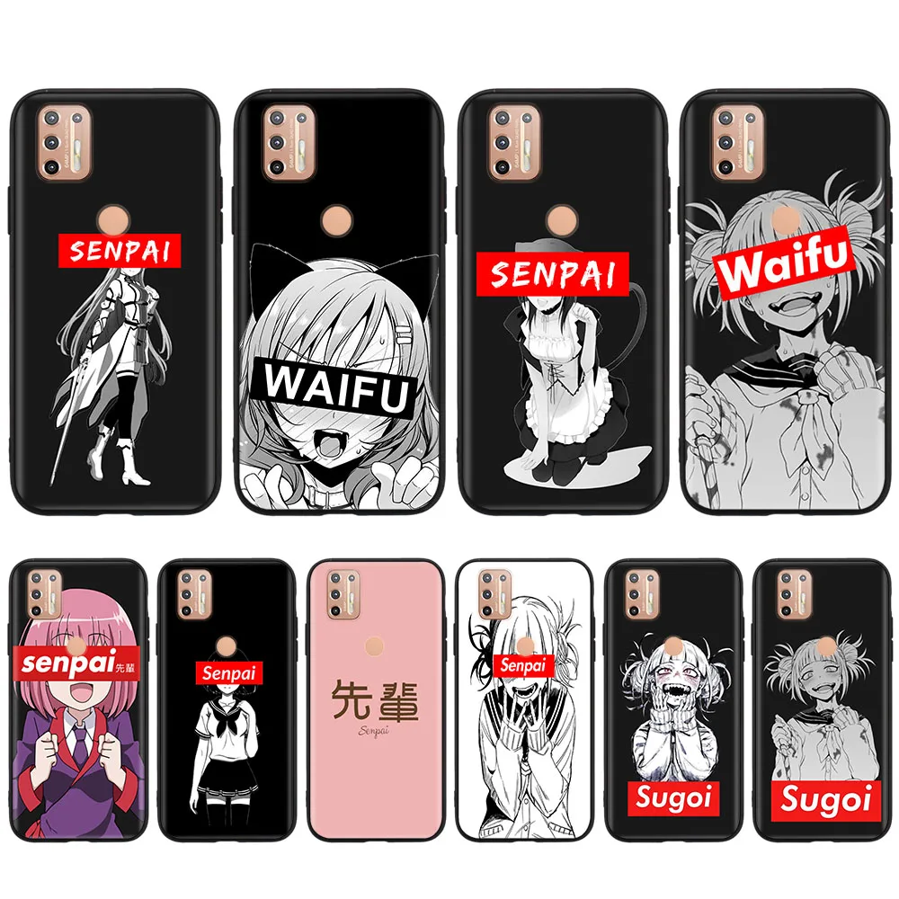 Sugoi Senpai Anime Waifu Black Case for Xiaomi Poco M6 F5 F6 X6 Pro C65 C55 C50 C51 Redmi A3 4G 5G