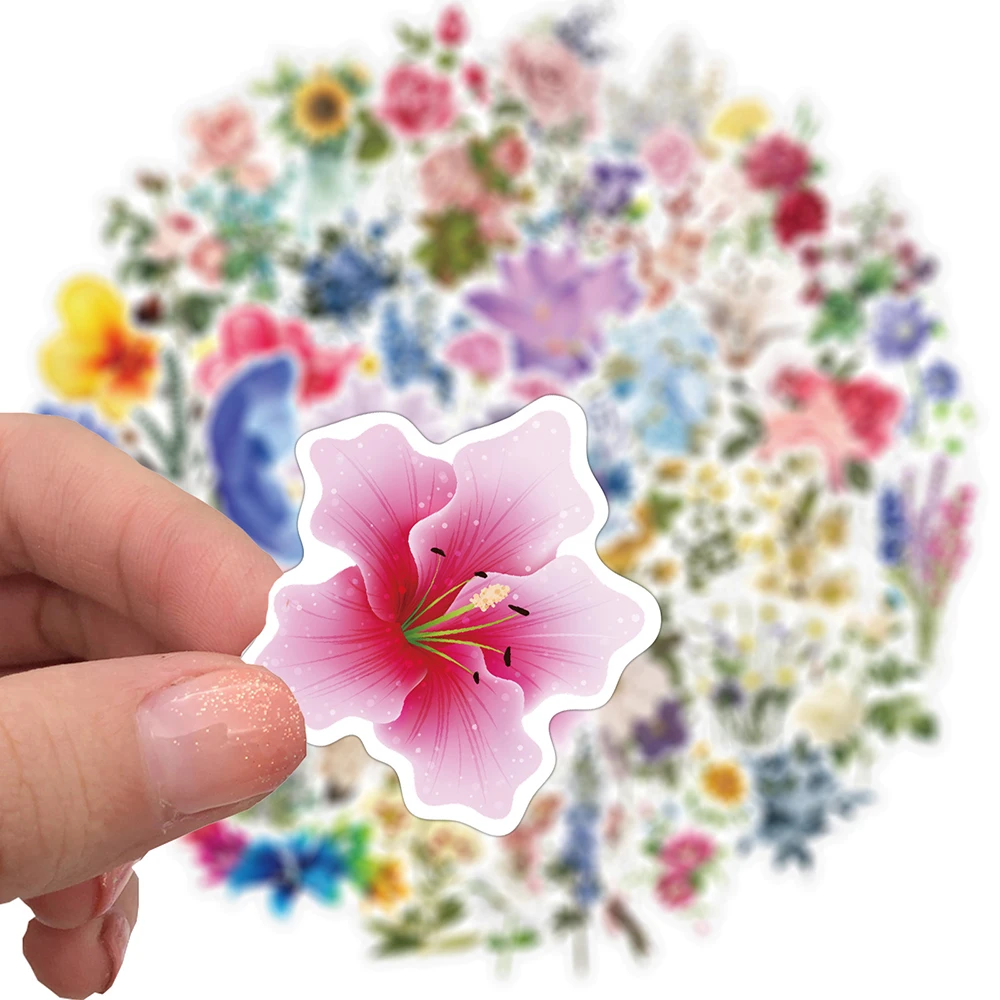 10/30/50pcs Beautiful Watercolor Flowers Graffiti Stickers Aesthetic Decals Decoration Phone Case Notebook Water Bottle Sticker