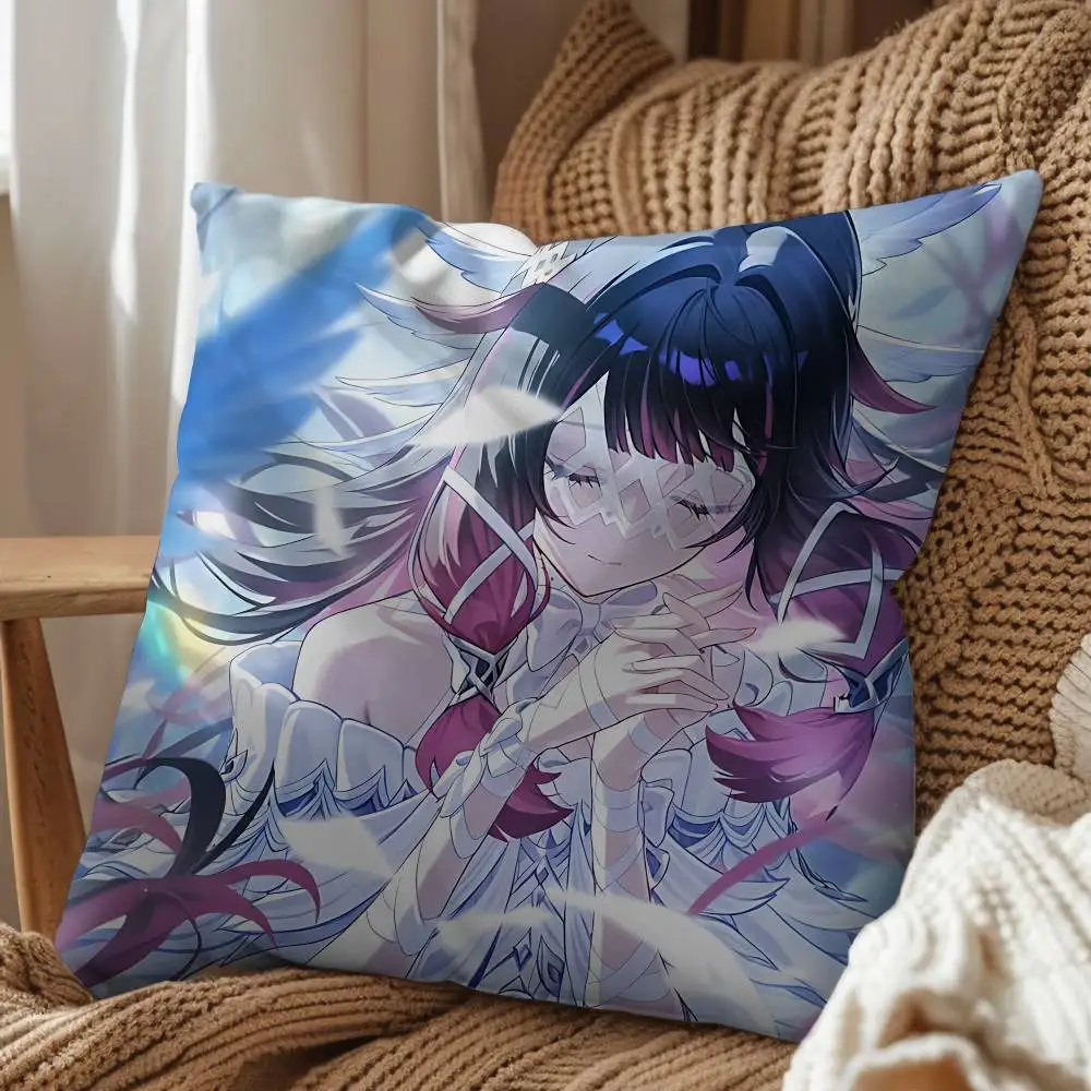 Columbina Raiden Shogun Genshin Impact Pillow Case Antidustmite Pillowcase Invisible zipper silky short plush Sofa cushion cover