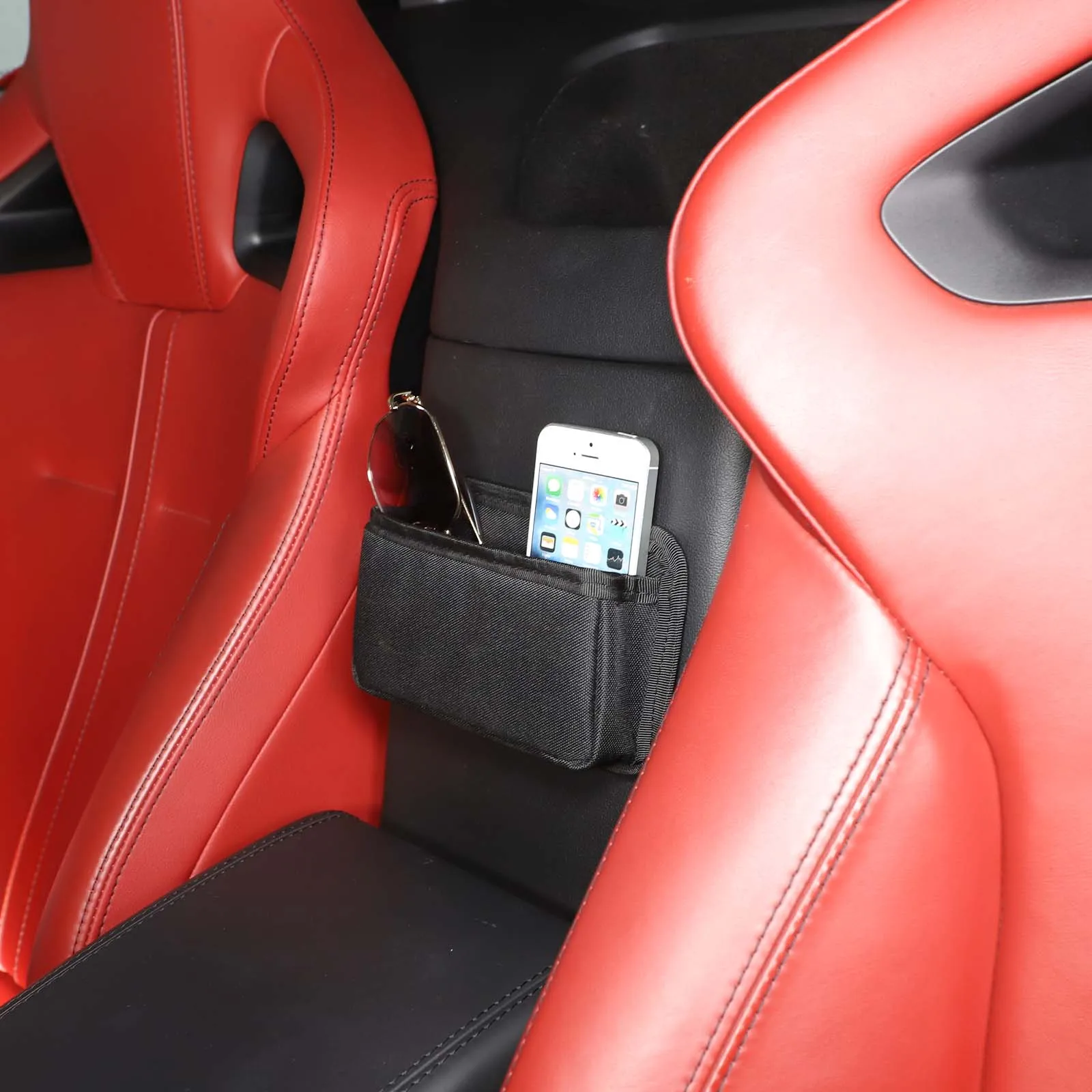 For Jaguar F-TYPE 2013-2024 Black Car Center Control Storage Bag Multifunctional Phone Storage Bag Car Interior Accessories