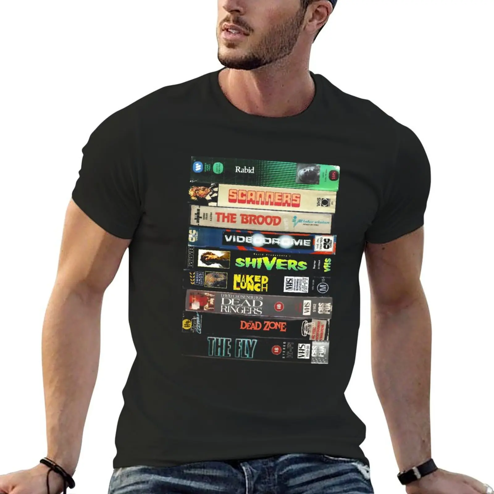 

Cronenberg VHS collection T-Shirt boys whites graphic tee shirt vintage hippie clothes mens champion t shirts